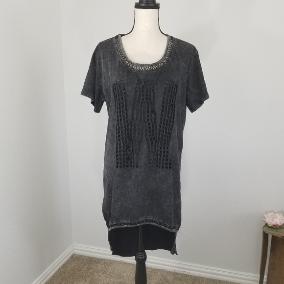 Comme USA acid wash tshirt tattered W dress - Picture 2 of 8